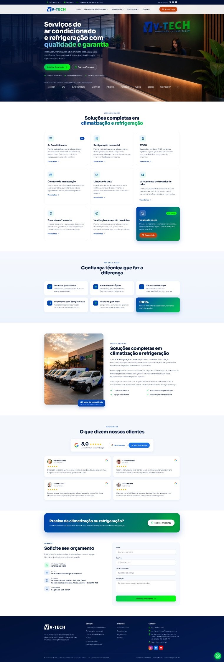 Site V-Tech Refrigeração